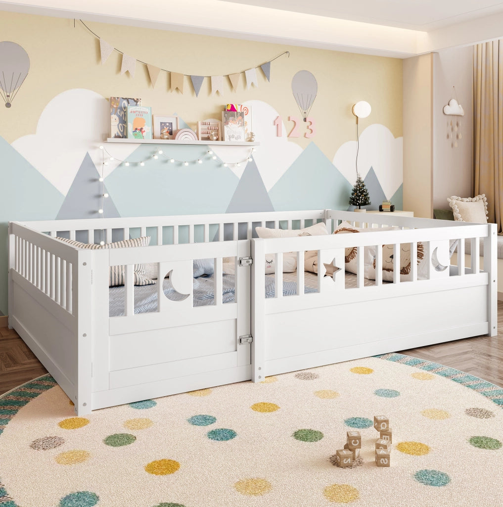 Letto per bambini con sponde, 140 x 190 cm, bianco