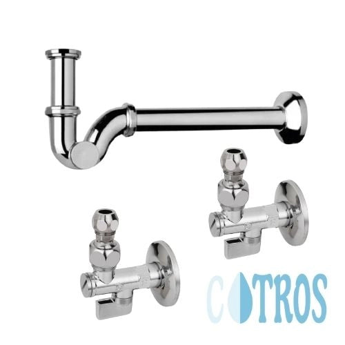 Kit 2 rubinetti filtro a sfera con sifone ottone cromato a esse per scarichi