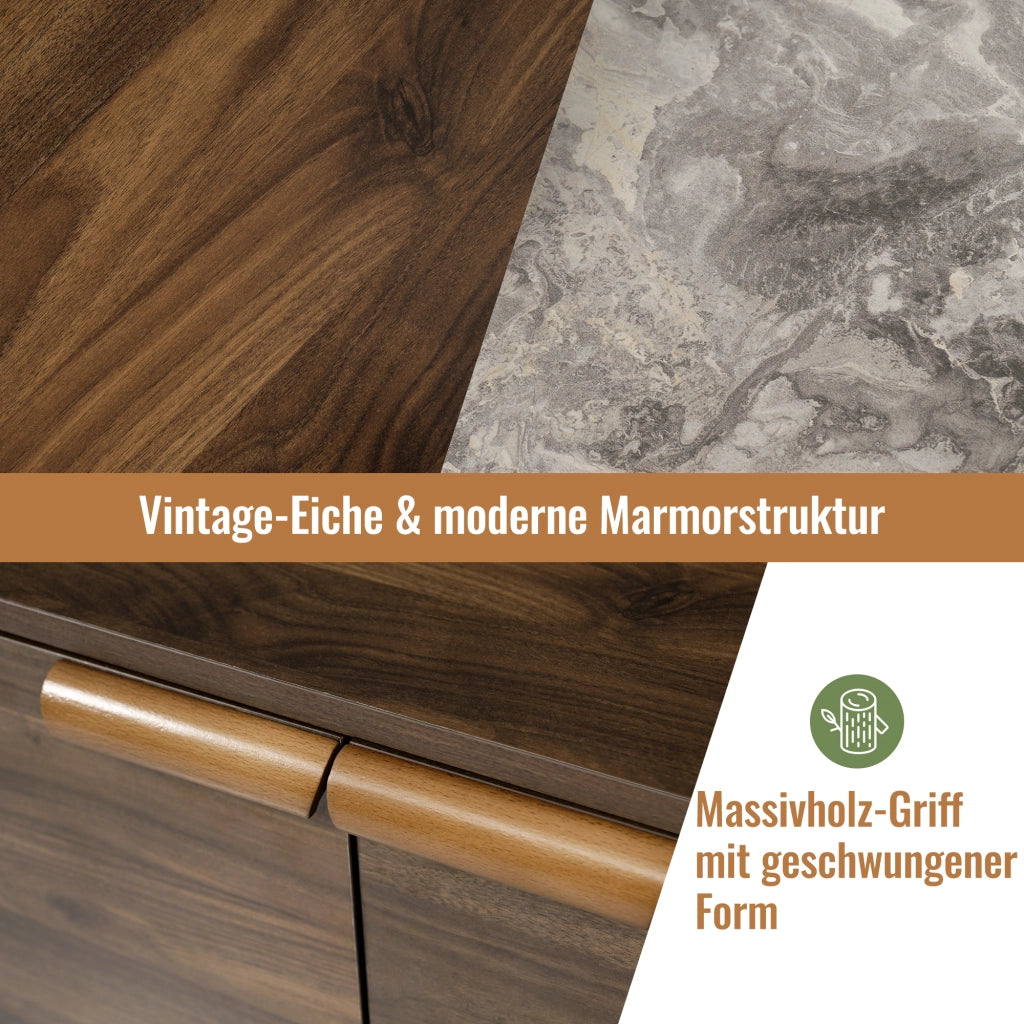 Credenza con cassetti in metallo e legno rovere scuro