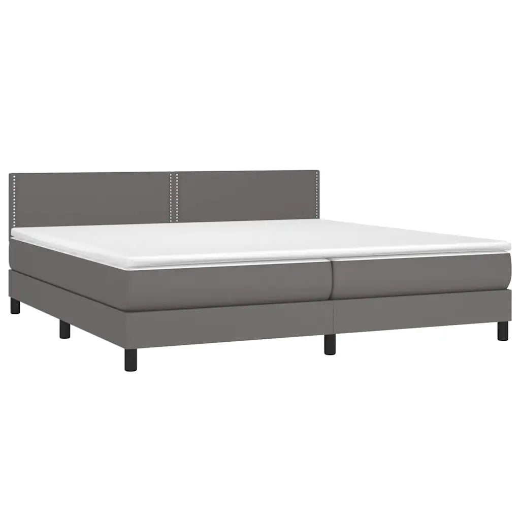 Giroletto Molle con Materasso e LED Grigio 200x200cm Similpelle 3134187