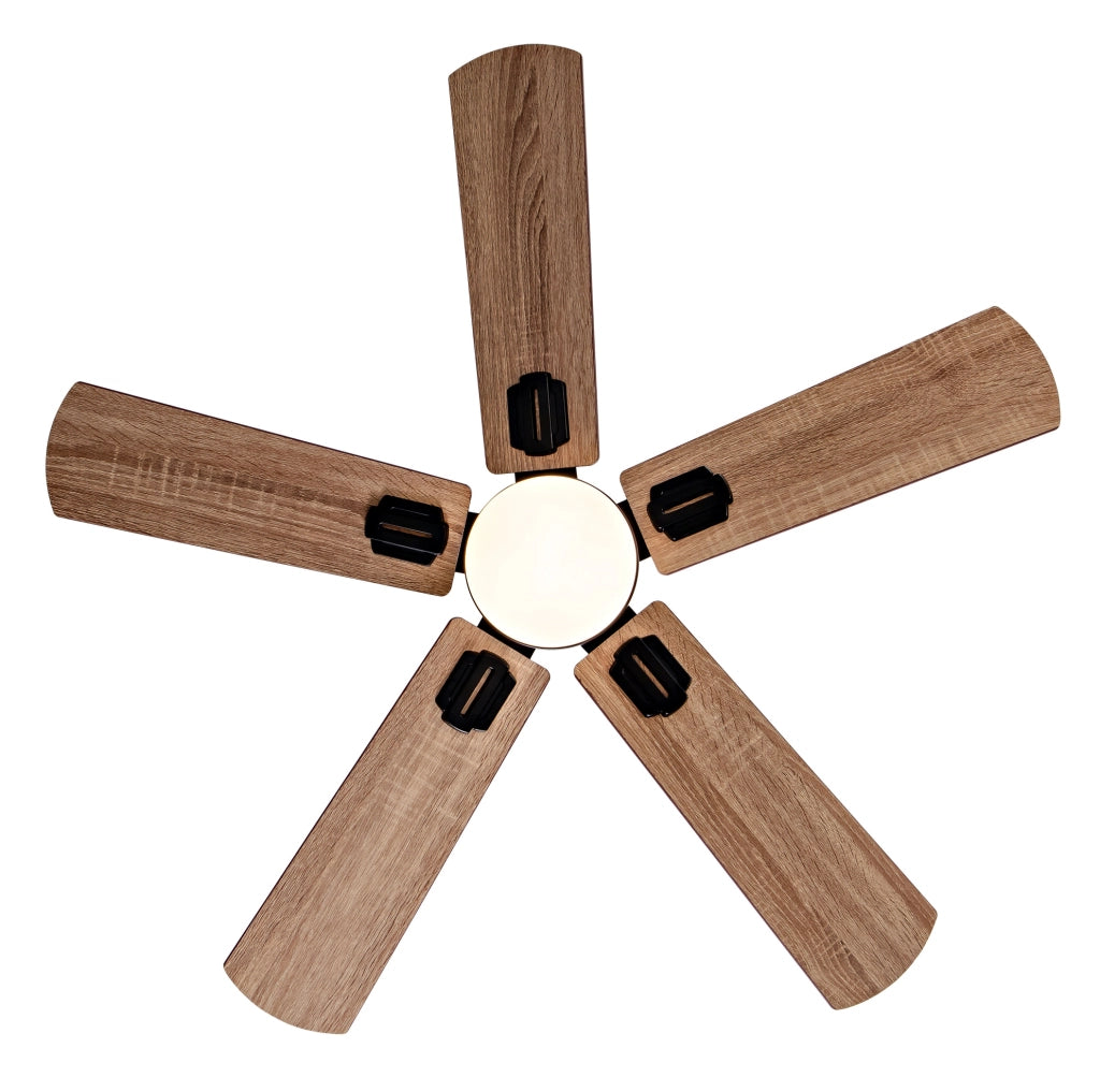 Ventilatore da soffitto nero da 42 pollici con luce dimmerabile e telecomando per interni ed esterni