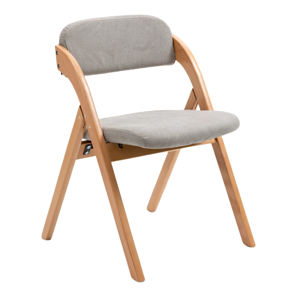 Set di 2 sedie pieghevoli - con seduta imbottita e schienale rinforzato - in legno massiccio grigio