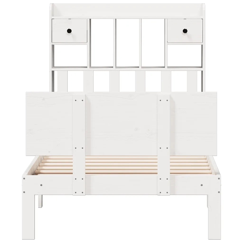 Letto Libreria senza Materasso Bianco 90x190 cm Massello Pino 3322679