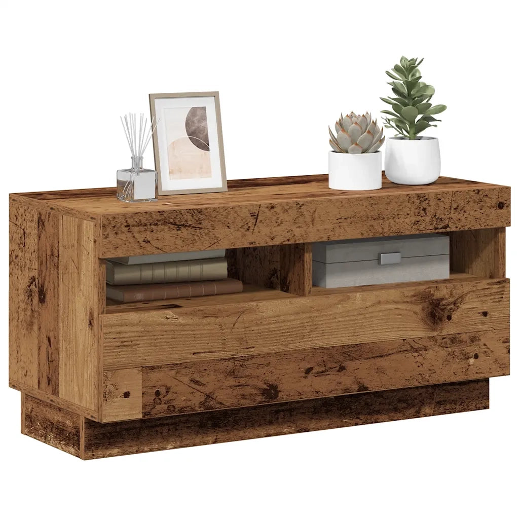 Mobile TV | Armadietto TV | Mobile Porta TV con LED Legno Antico 80x35x40 cm Multistrato