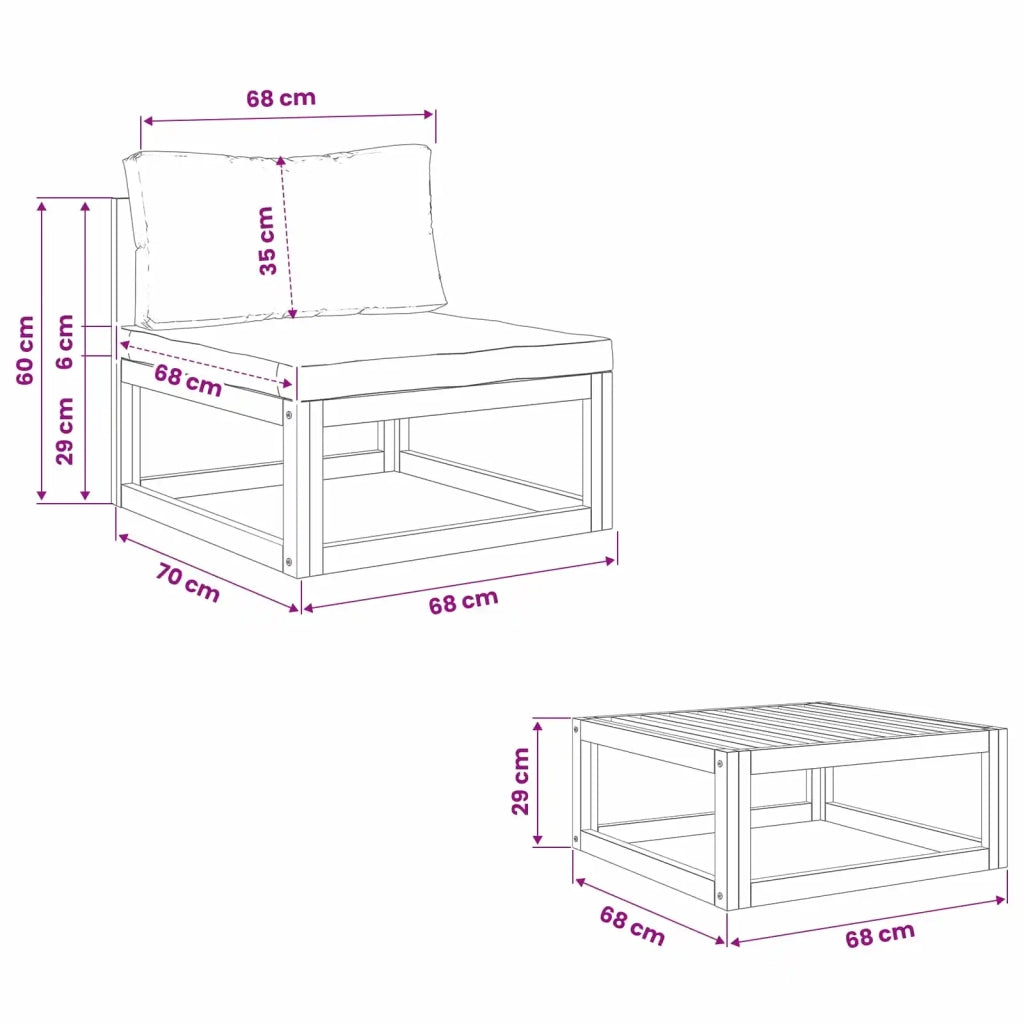 Set divano componibile con cuscini 2 pz 42028302