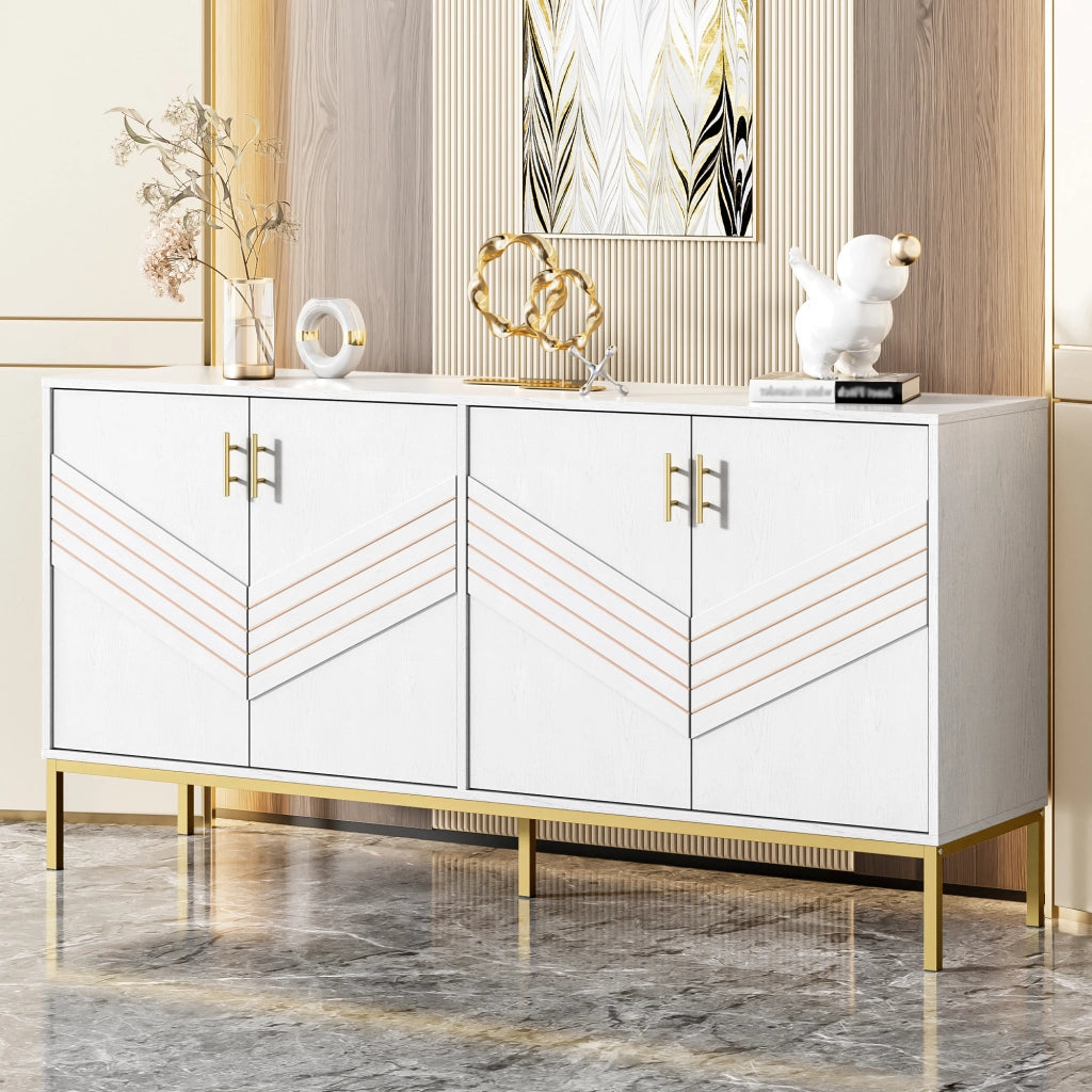 MADIA 4 ANTE 160x40x80,5 cm MDF Bianco e effetto legno