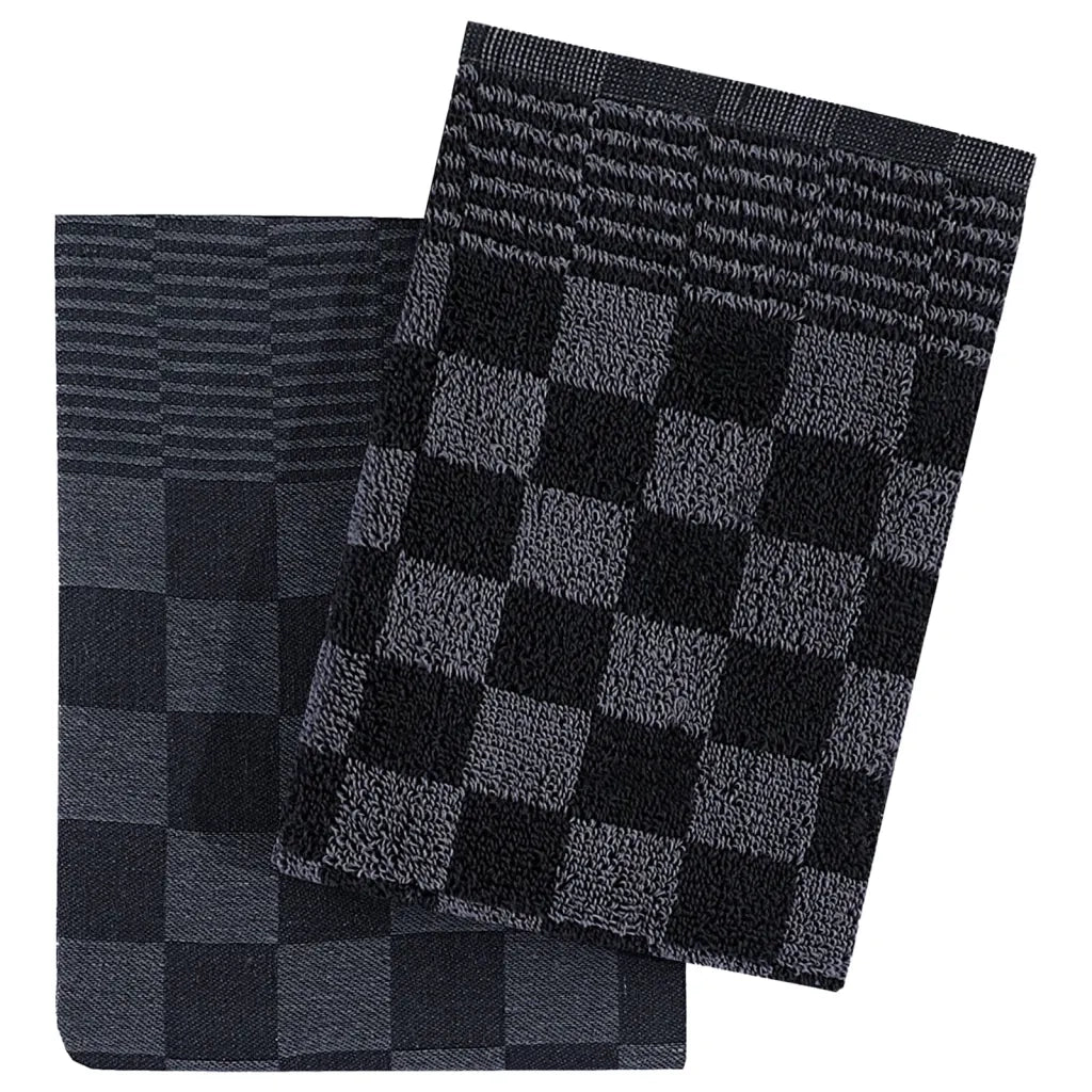 Set Strofinacci 20 pz | Teli per bagno in Cotone Nero e Grigio