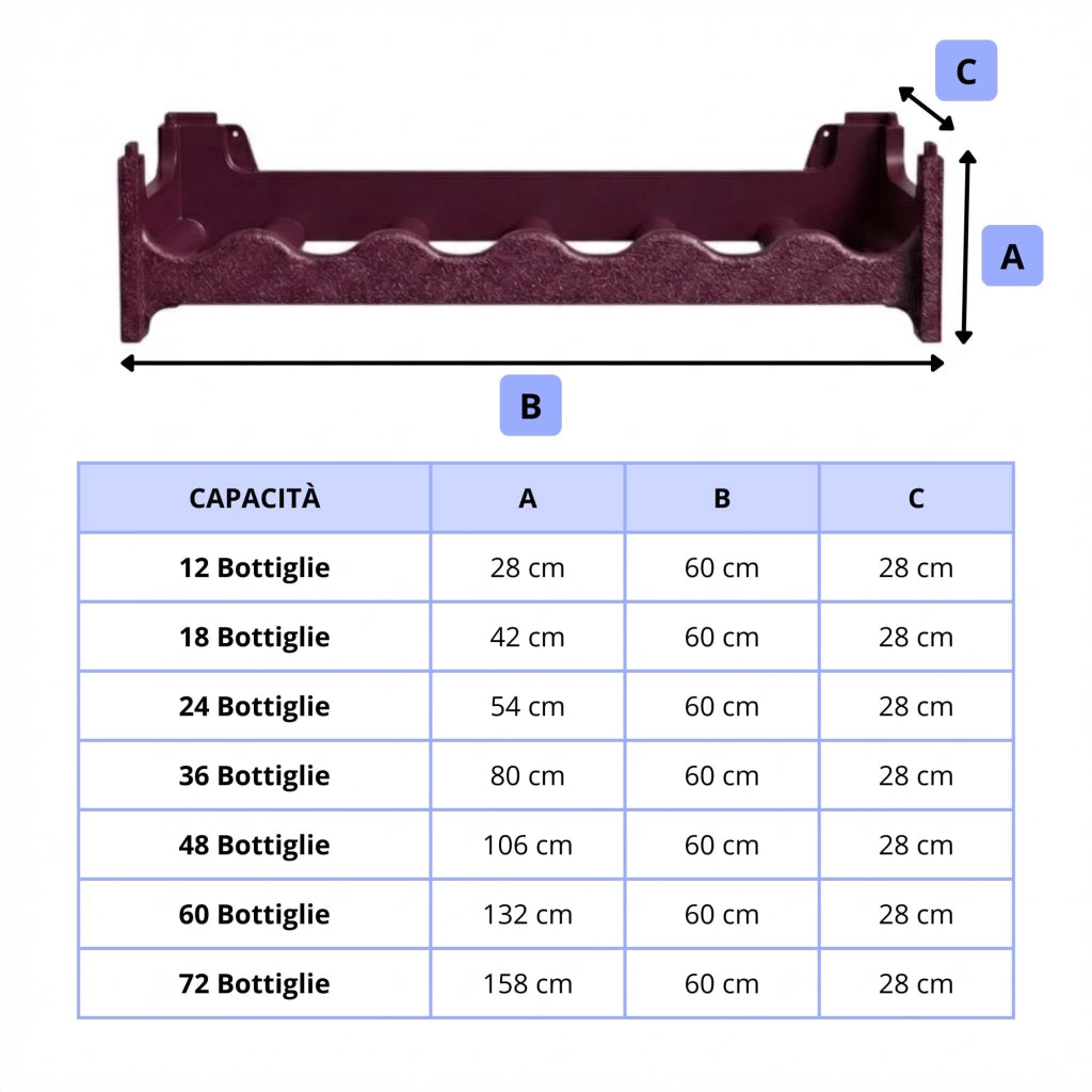 CookandSupply x TheWV Cantinetta Vino in Plastica Modulare Impilabile, Portabottiglie Effetto Pelle Martellata, 6 Bottiglie per Modulo, Scaffale Portavino Salvaspazio - Rosso Burgundy, 72