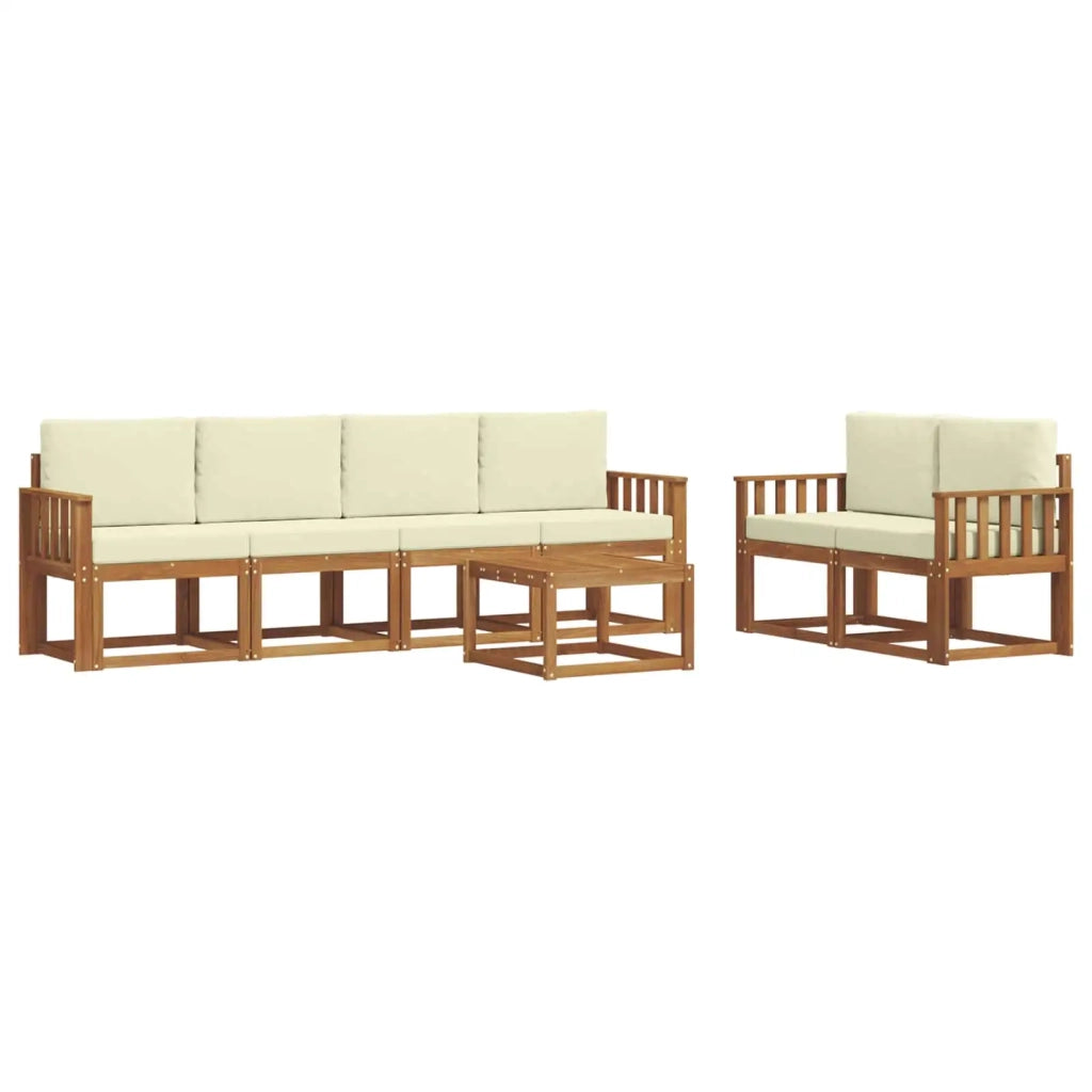 Set di divani da esterno con cuscino 7 pcs Naturale e Crema 3366038