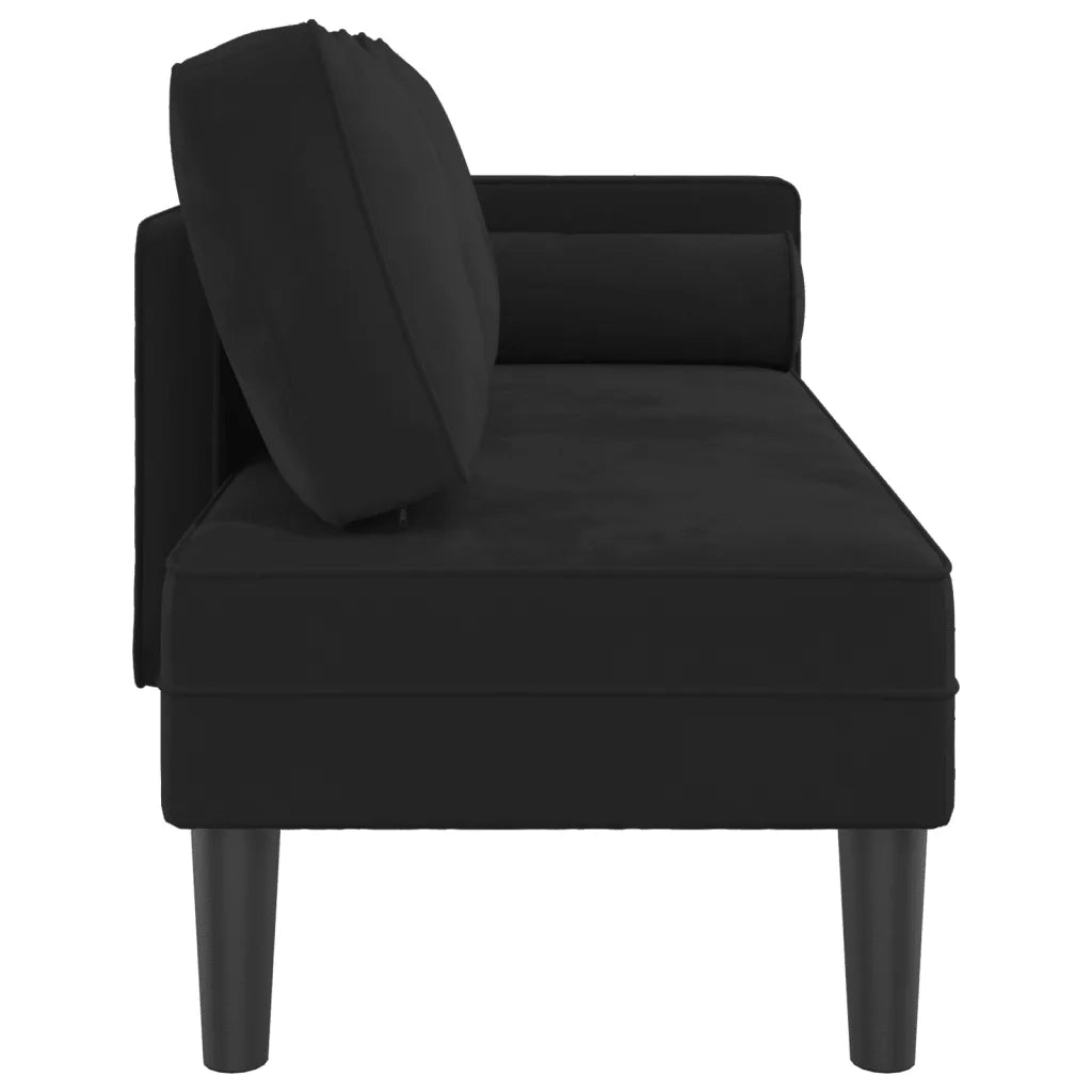 Chaise Lounge con Cuscini Nero in Velluto 4007576