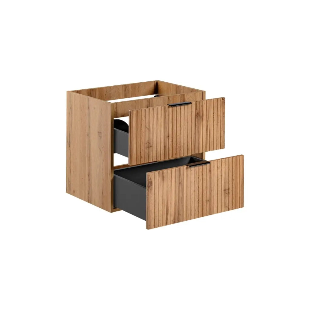 Mobile sottolavabo NOXERA – 60 cm – 2 cassetti – Colore rovere wotan – Mobile sospeso moderno