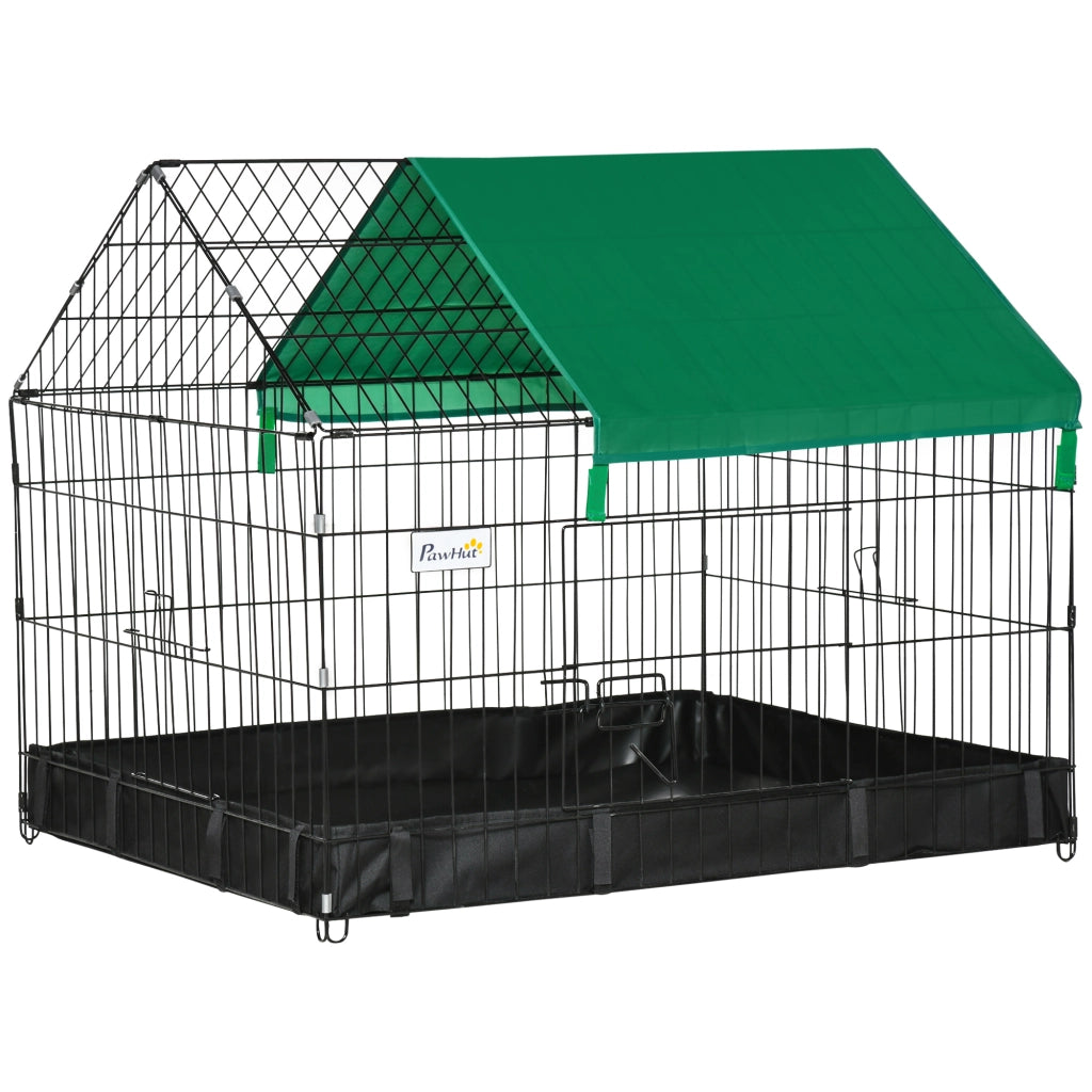 Recinto per Animali Domestici con 2 Porte e Telo ¨C Minimal ¨C 90x75x75 cm Nero Verde