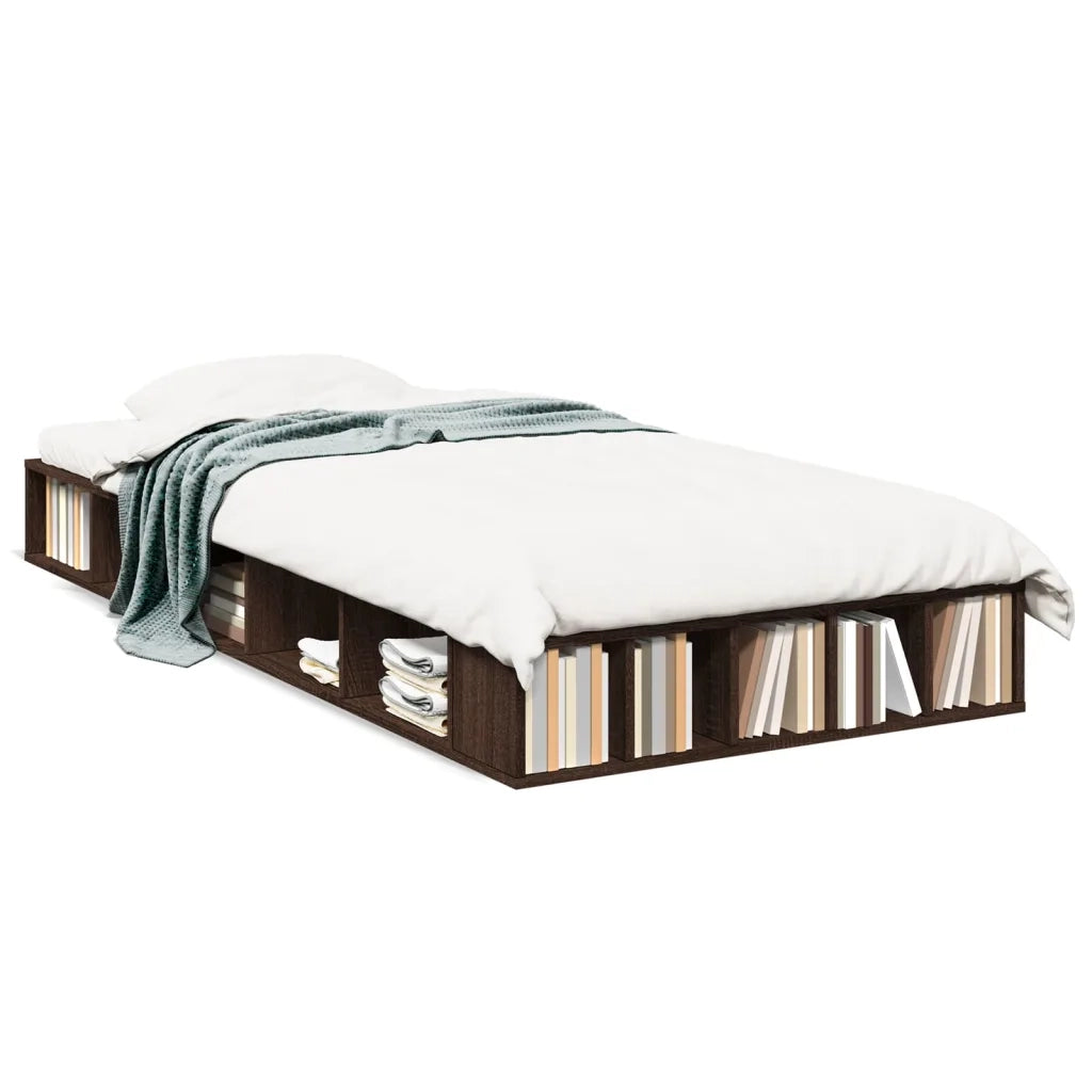 Letto singolo | Letto per adulti | Giroletto Rovere Marrone 75x190 cm in Legno Multistrato