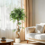 Ficus Artificiale 120 cm Pianta Verde Finta Decorativa in Vaso per Casa e Balcone