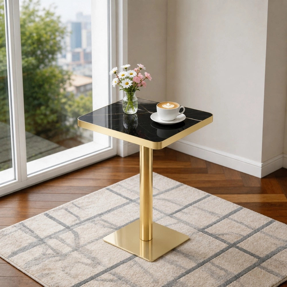 Tavolo da pranzo quadrato ¨C Minimal ¨C effetto marmo struttura metallo moderno
