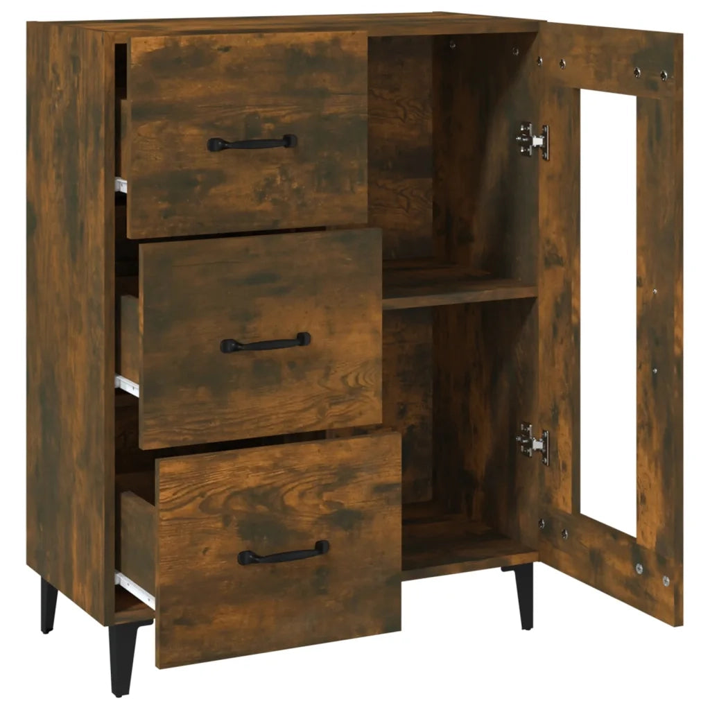 Credenza Rovere Fumo 69,5x34x90 cm in Legno Multistrato 817366