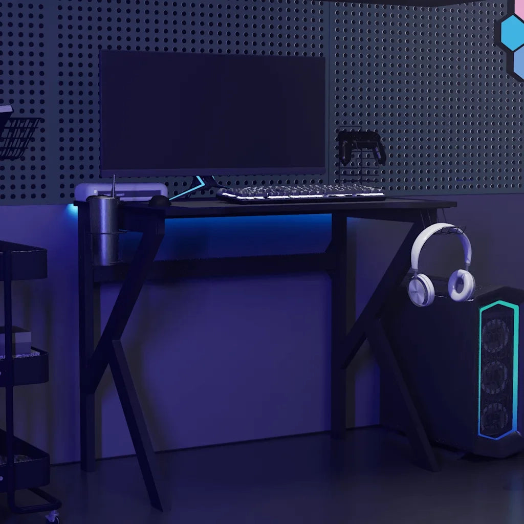 Scrivania da Gaming con Gambe a K Nera 90x60x75 cm 325400