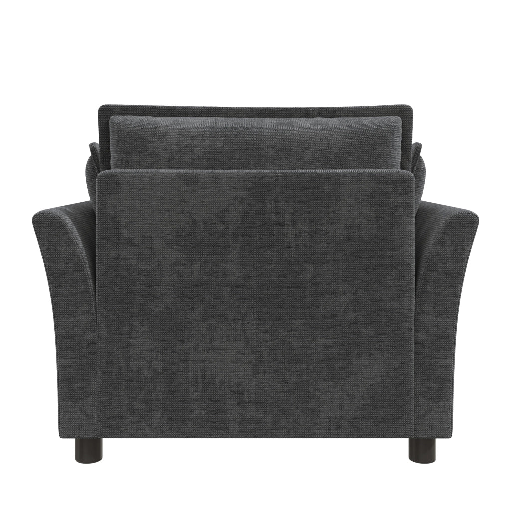 Poltrona 1 posto 90x81x87 cm con 2 cuscini rimovibili in ciniglia grigia