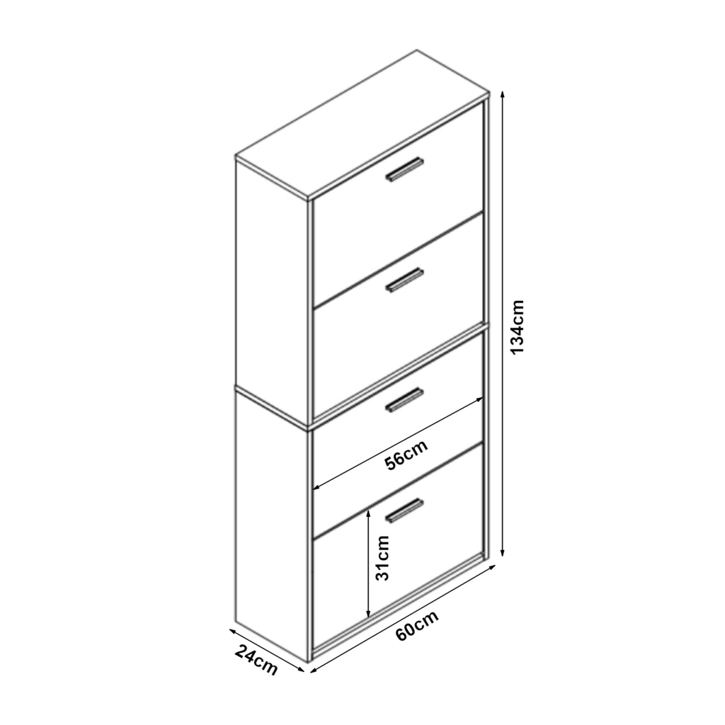 Scarpiera Sykkylven con 4 Contenitori Ribaltabili - Effetto Rovere Sonoma [en.casa]