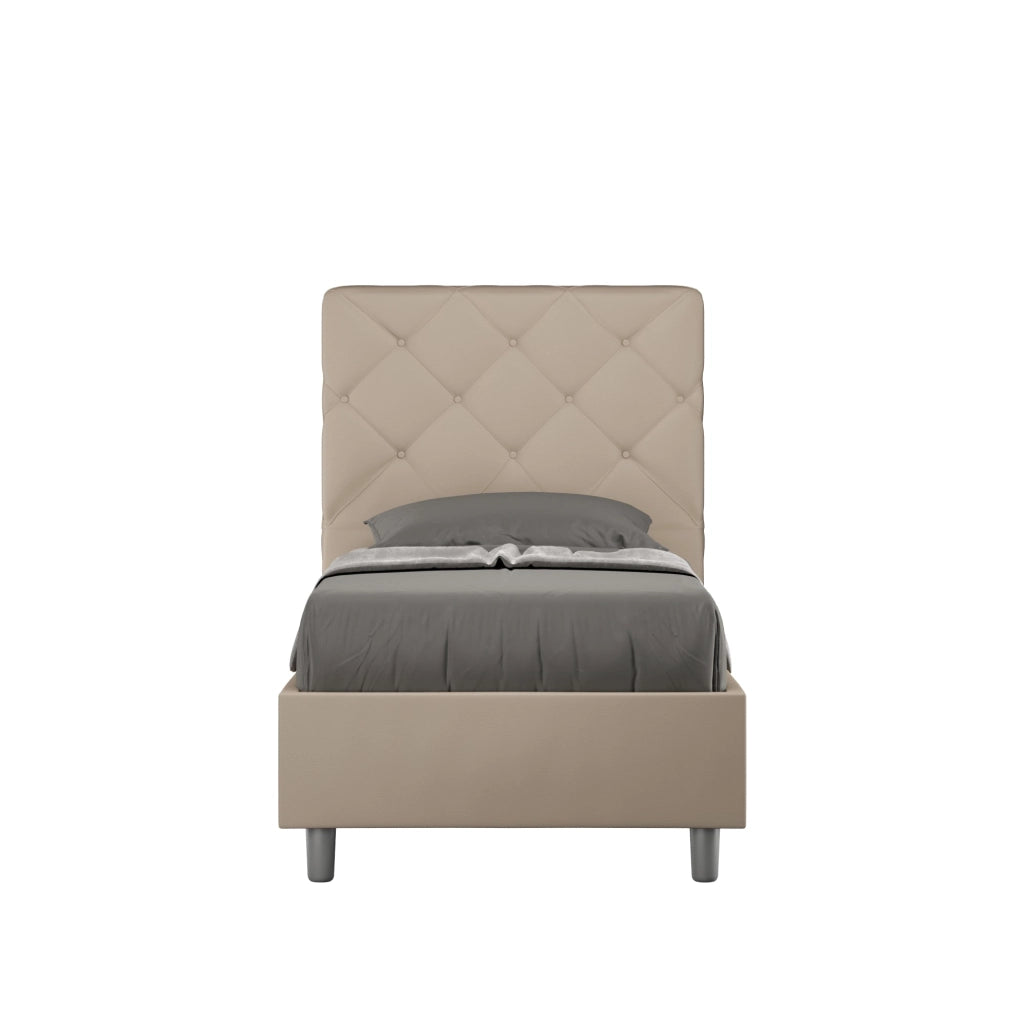 Letto Singolo 90x200 cm con Rete e Contenitore Priya Tortora