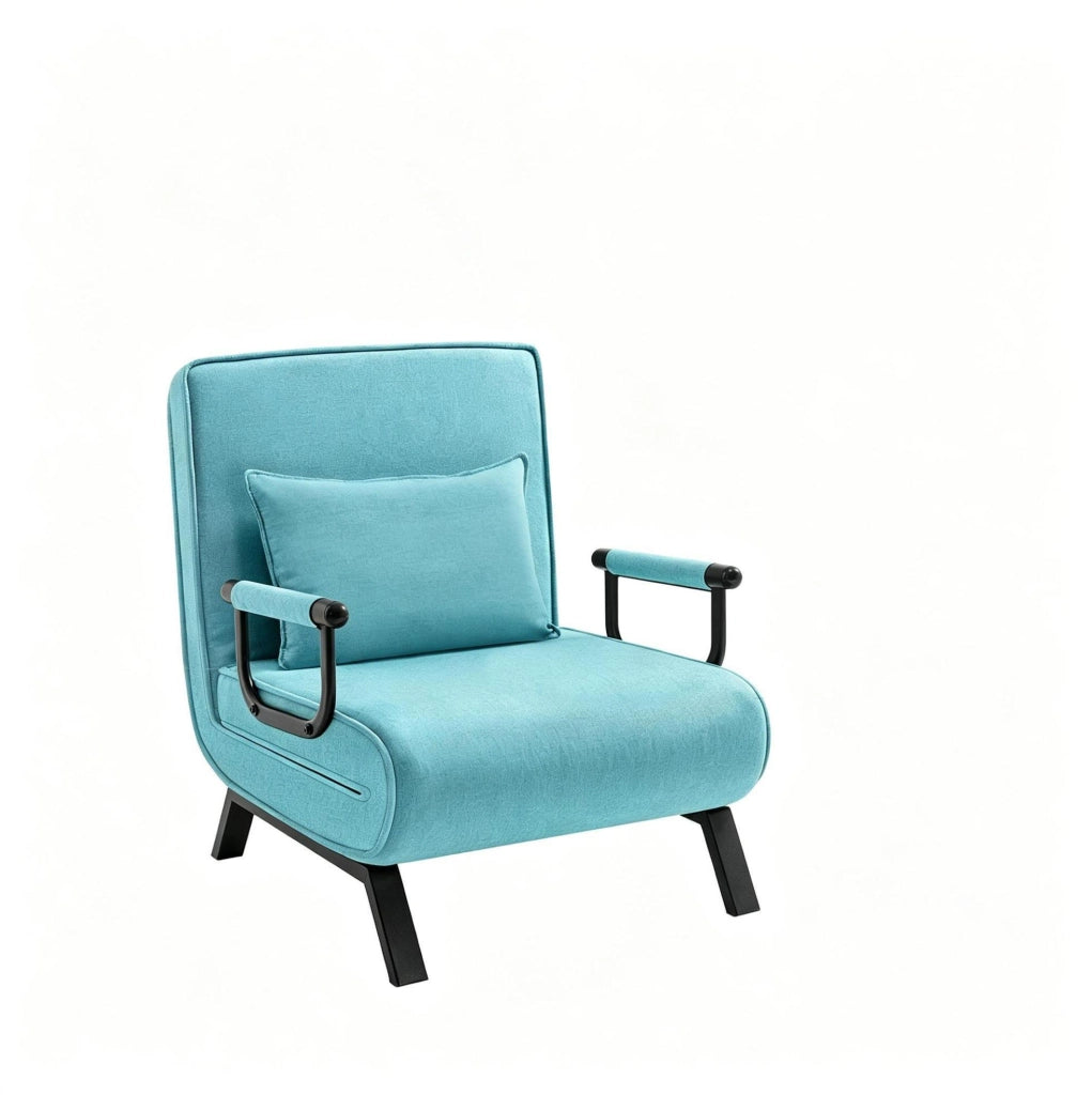 Sedia Pieghevole con Funzione Letto, Divano Cabriolet Multifunzionale in Tessuto Blu 80x74x82 cm