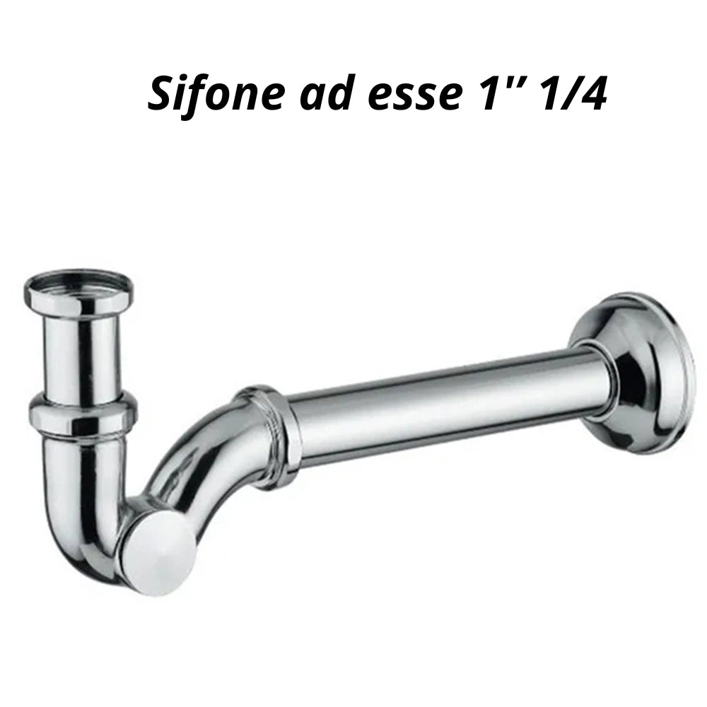 Kit 2 rubinetti filtro a sfera con sifone ottone cromato a esse per scarichi