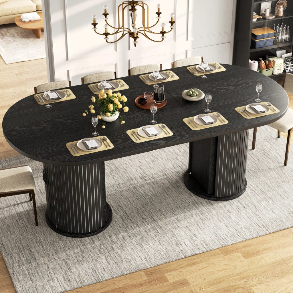 TAVOLO ALLUNGABILE 150-190x80x75 cm Nero in MDF con vano portaoggetti