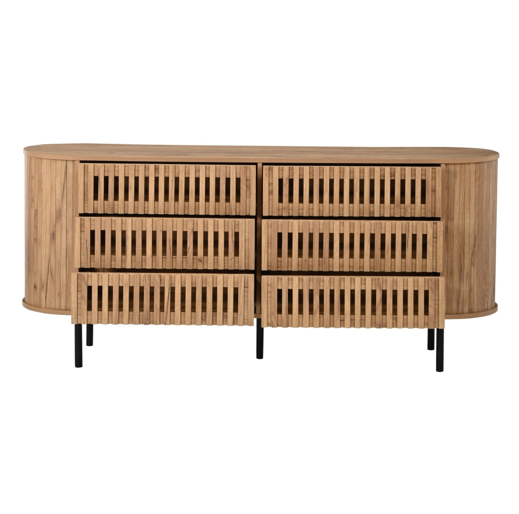 Madia 160x40x70 cm con 6 cassetti in MDF effetto legno naturale HAVRYA
