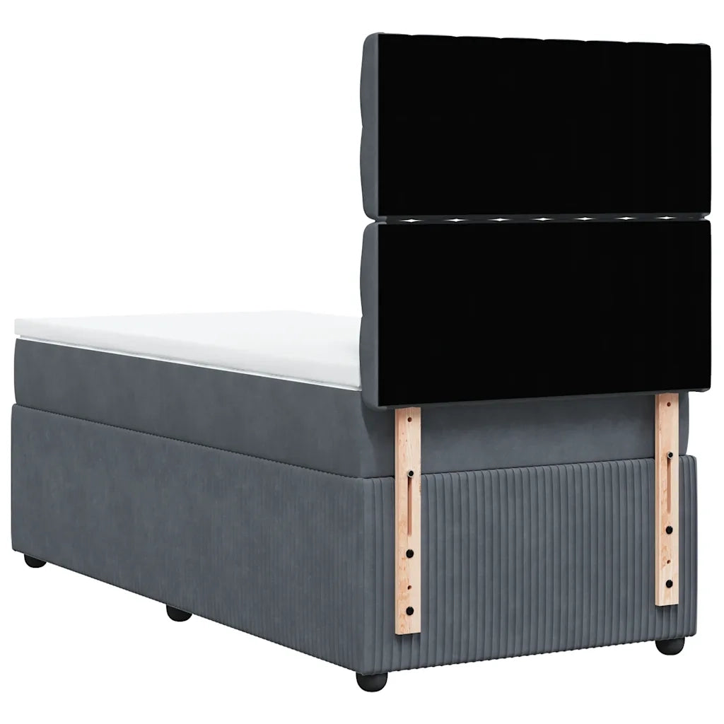 Giroletto a Molle con Materasso Grigio Scuro 90x190 cm Velluto