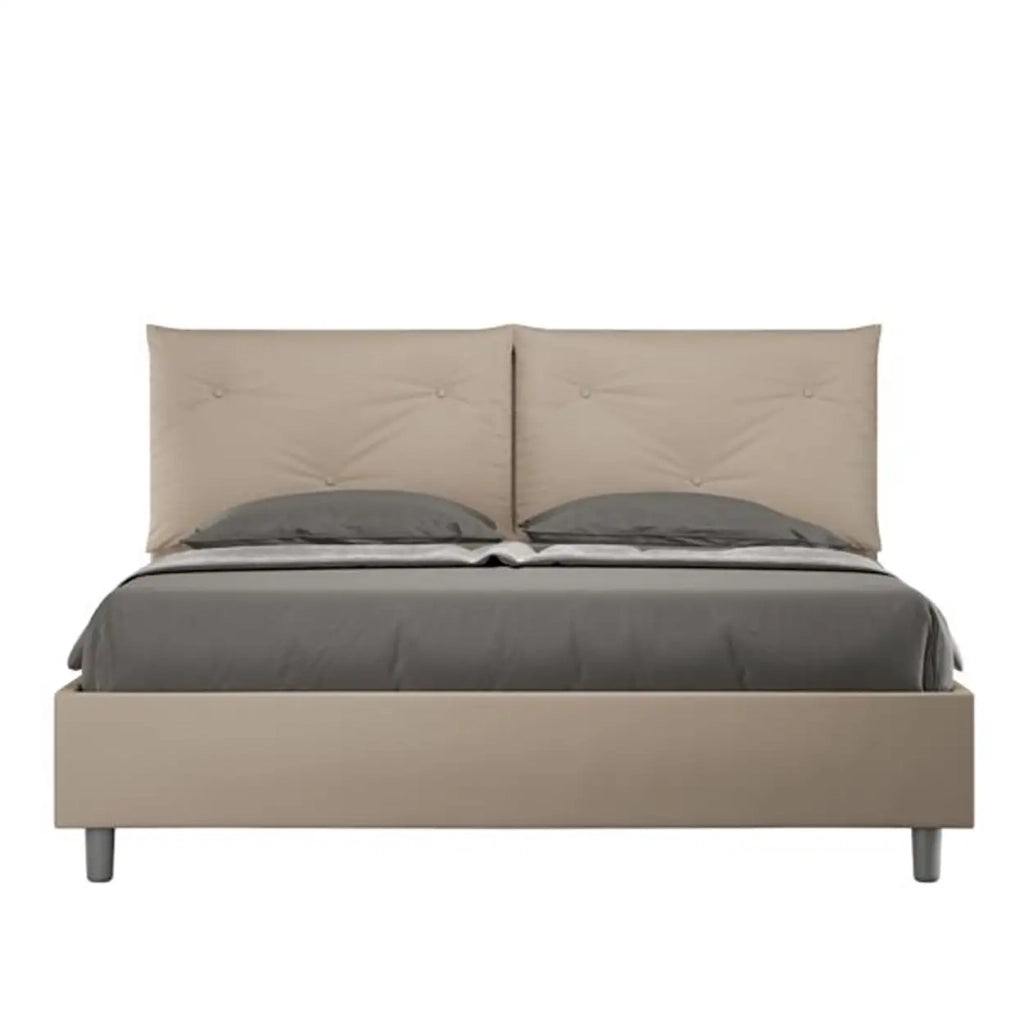 Letto matrimoniale con rete imbottito 160x210 similpelle tortora Appia