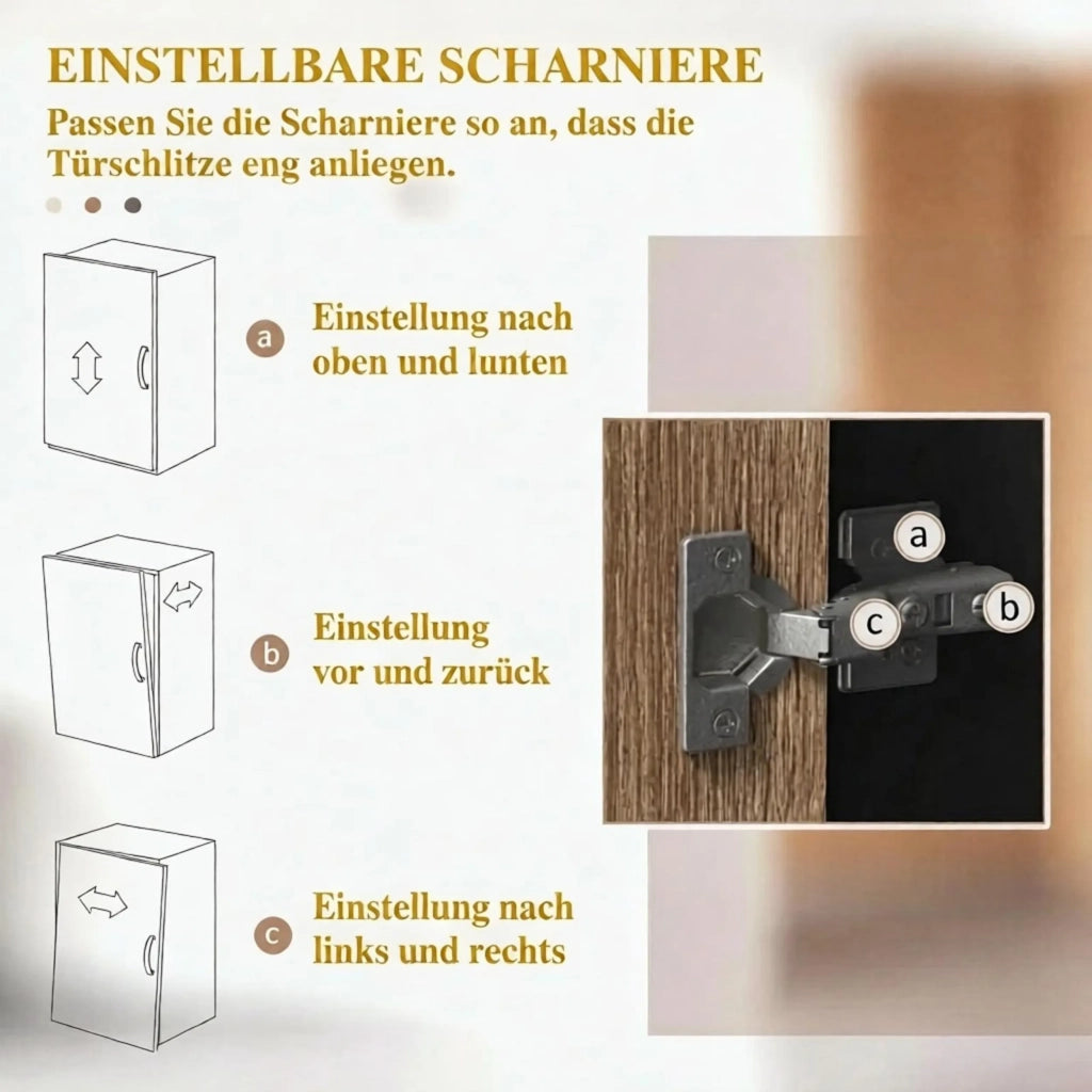 Credenza da cucina con 4 ante, 1 cassetto e passaggio cavi, mobile contenitore