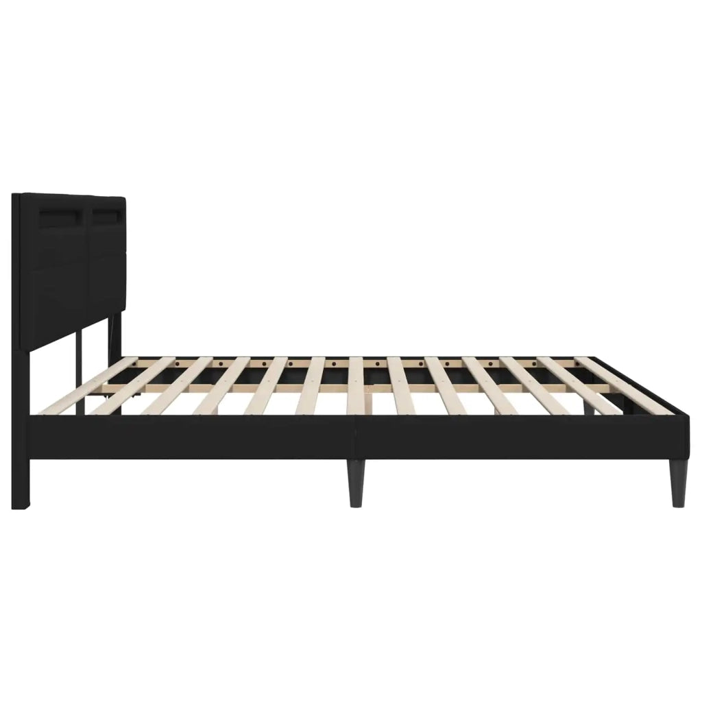 Struttura del letto con testiera-Giroletto Nero 180 x 200 cm Similpelle 282717