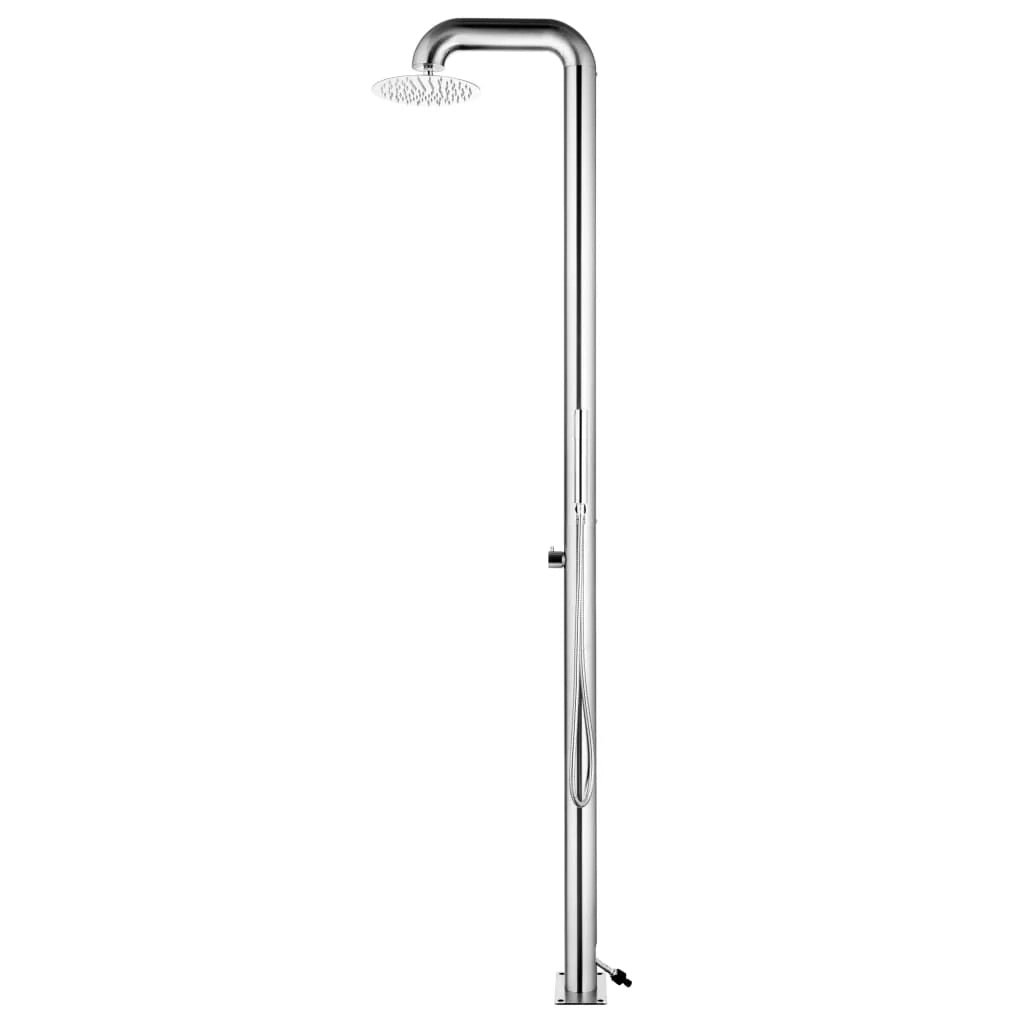 Doccia da giardino con base 230 cm acciaio inox grigio 02_0042055