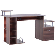 Scrivania per PC da Camera e Ufficio con Cassetto e Scaffale in Legno