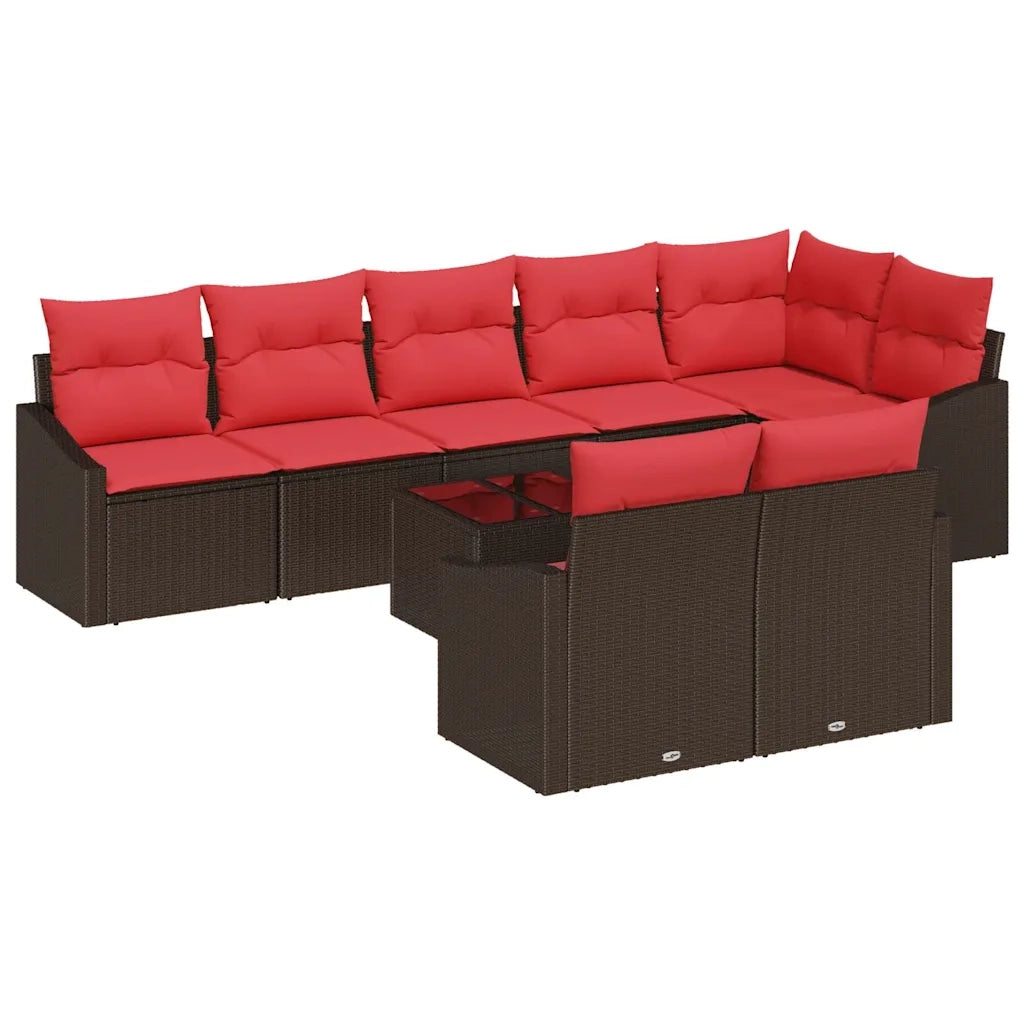 Set di divani 9 pz Marrone polyrattan 3346784
