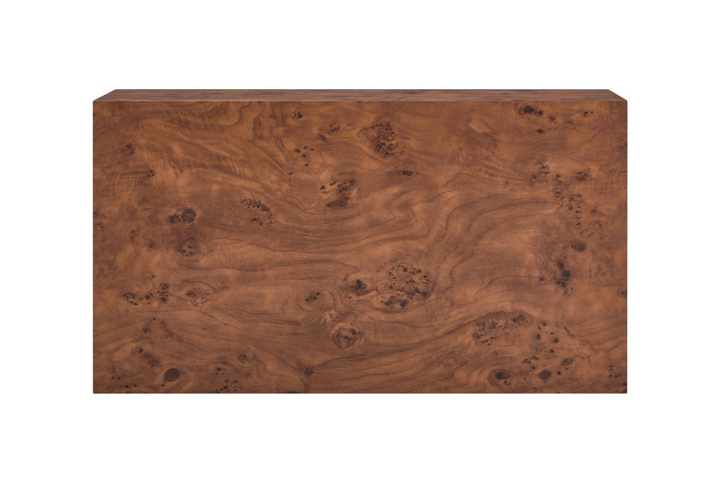 Tavolino basso fisso in MDF color noce con finitura effetto legno e struttura a telaio per soggiorno