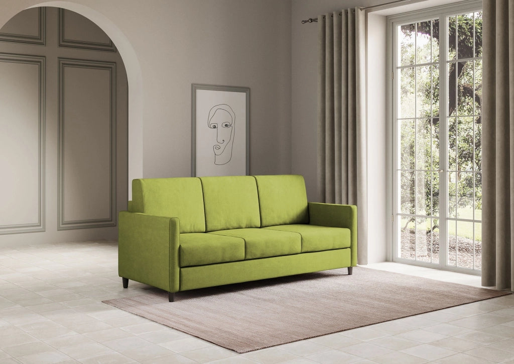 Divano 3 Posti 198x85x85 cm Karay in Tessuto Verde