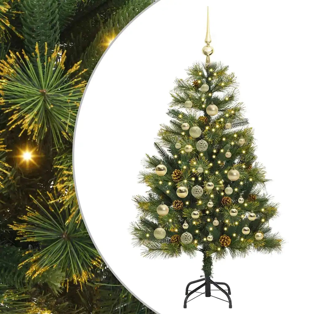 Albero di Natale | Decorazioni natalizie artificiale pieghevole con coni Verde 120 cm