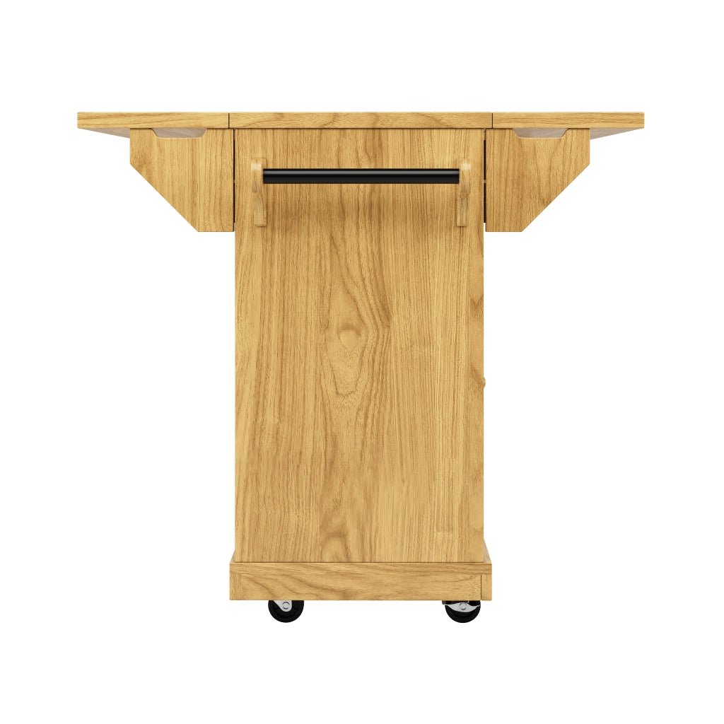 Carrello da cucina con piani laterali pieghevoli 3 cassetti ripiani regolabili in MDF con ruote bloccabili marrone