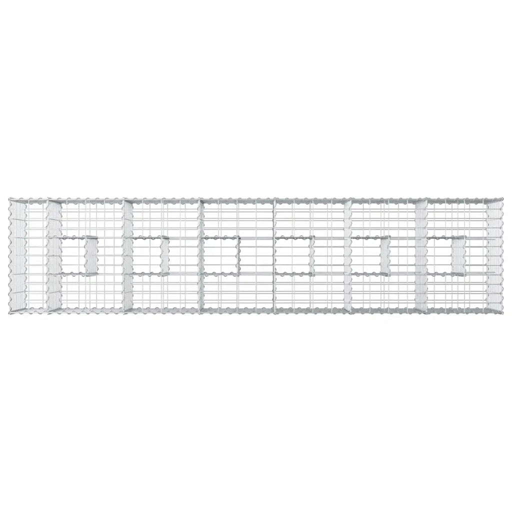 Letto rialzato in gabbione 2 pz 260 x 60 x 55 cm Argento 3422229