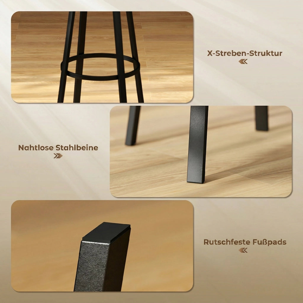 Sgabello da Bar 2 Pezzi con Schienale e Poggiapiedi ¨C Minimal ¨C Legno Massello Marrone 75.5 cm