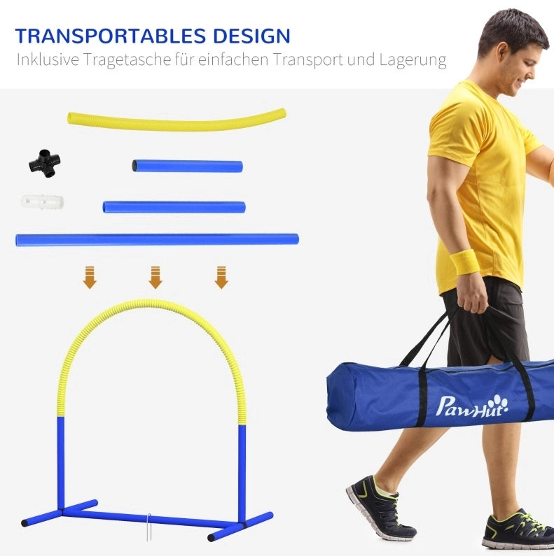Set agility per cani con 4 archi e borsa, blu