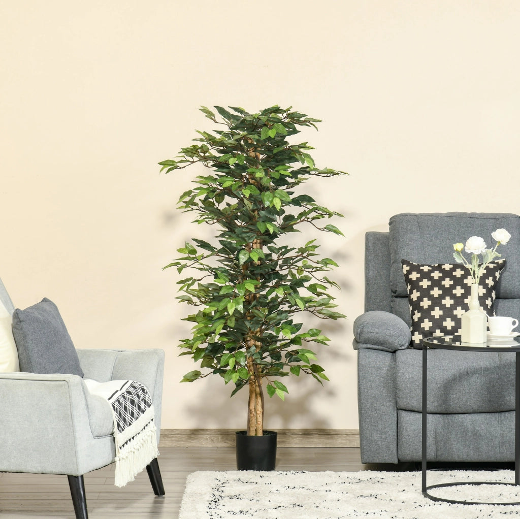 Ficus artificiale 150 cm verde, vaso incluso senza montaggio