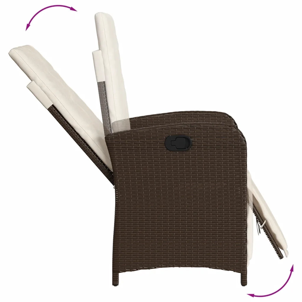 Sedia Reclinabile Giardino con Poggiapiedi Marrone Polyrattan 365186