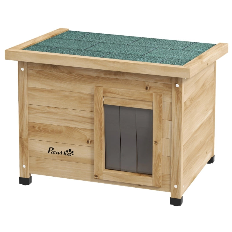 Casetta per Gatti in Legno da Esterno con Tetto in Asfalto; 57x45x43 cm; Naturale