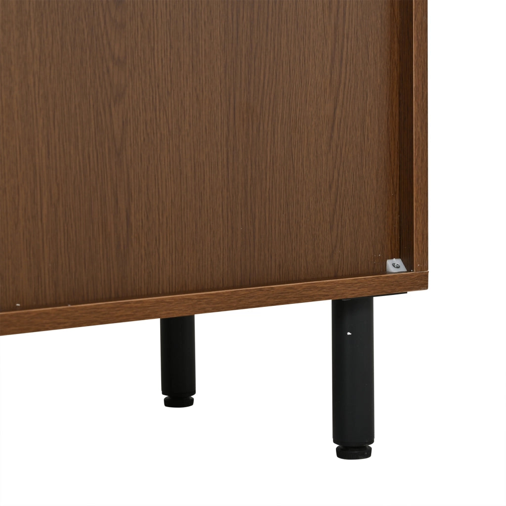 Credenza con 4 ante e ripiani regolabili in truciolato finitura noce e nero per cucina 160 × 35 × 80 cm