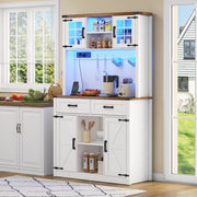BARSCHRANK con LED regolabili e prese, 3 colli, MDF marrone e bianco
