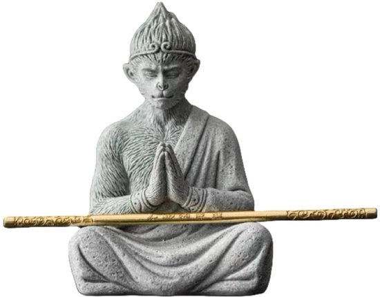 Buddha in pietra, Statua di un leone, Figura di Sun Wukong, Decorazione artistica per casa, Paesaggio per acquario, Statua in pietra, Statua di un leone, Decorazione, Regalo