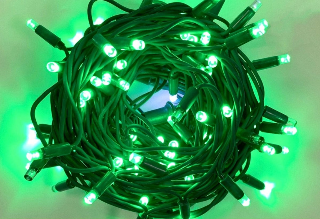 Ettroit ET4112 Catena Luminosa 100 LED 10 Metri Luce Verde Filo Verde IP65 Prolungabile