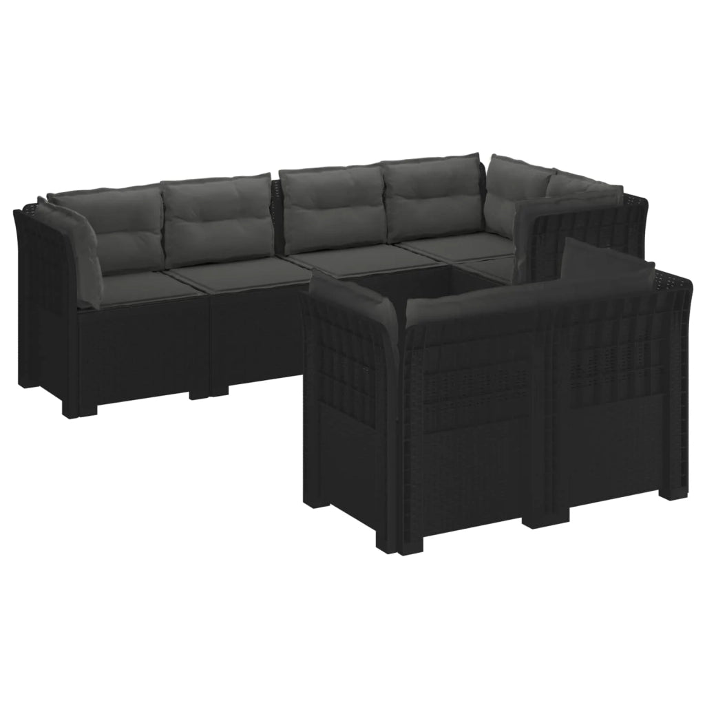 Divano 7 Posti da Giardino con Cuscini Aspetto Rattan PP 3444159
